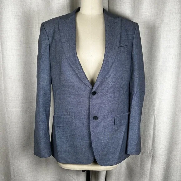 Banana Republic‎ Blazer Mens 42 Short Slim Fit Blue Wool Marzotto Suit Jacket