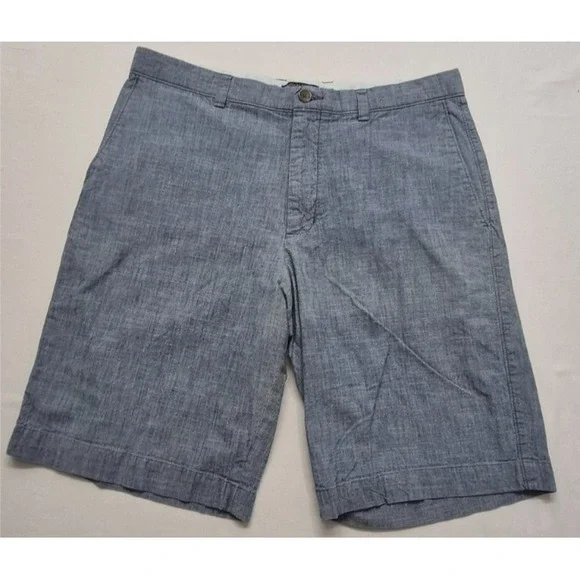 Banana Republic men's heathered blue chino shorts sz. 34 flat front  100% Cotton
