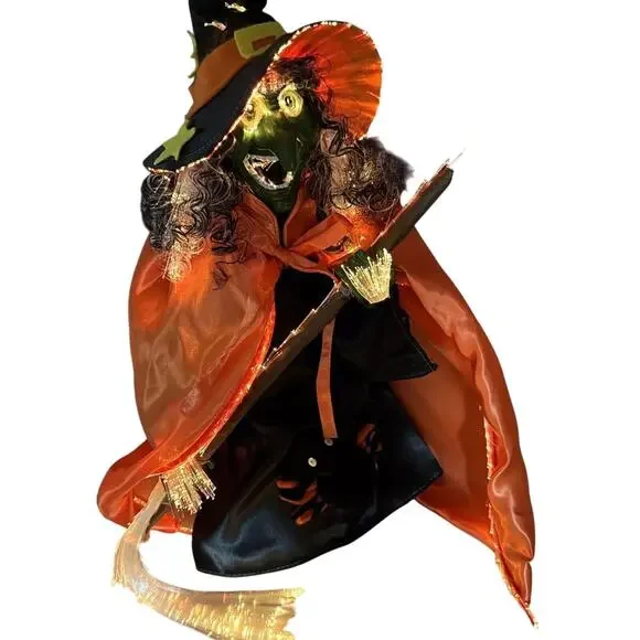VINTAGE Fiber Optic Halloween Witch Light‎ Up Lamp Decor 18
