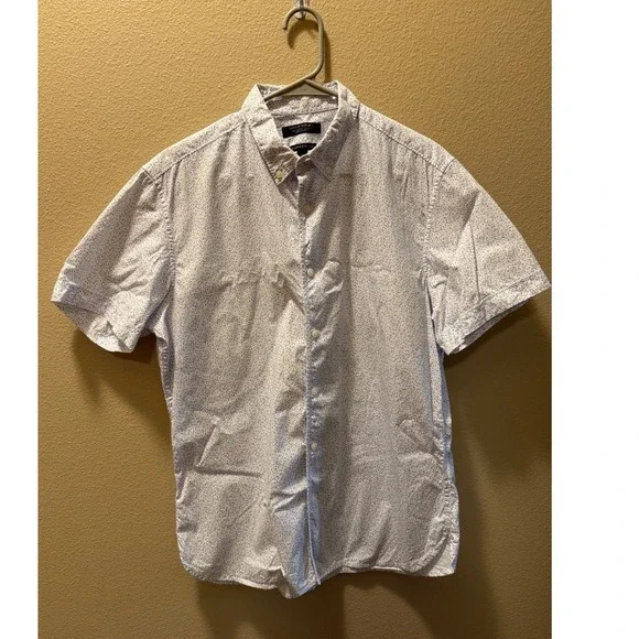 Banana Republic Mens Camden Fit 078 Wash Short Sleeve Button Down Shirt Blue M