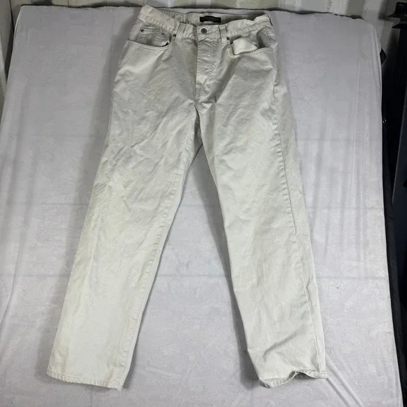 Banana Republic Mens Jeans Beige Denim Laredo Fit Straight Leg Classic Fit  34 R
