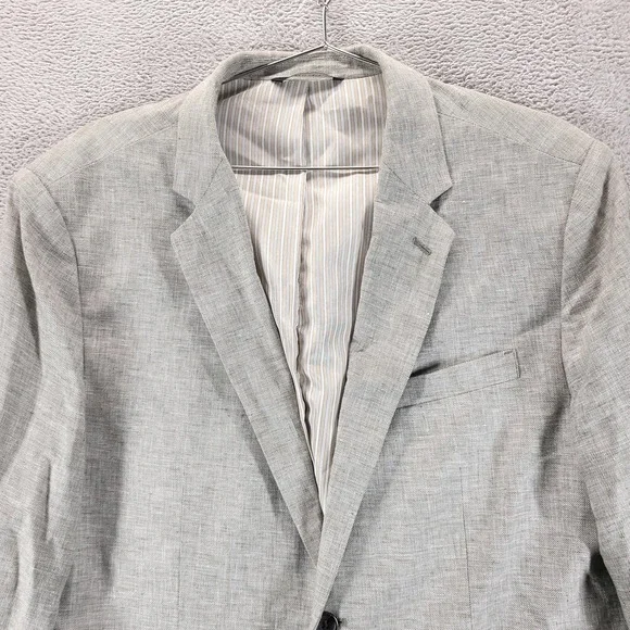 Banana Republic Blazer Mens 46R Gray Linen Cotton Tailored Fit Sport Coat Jacket