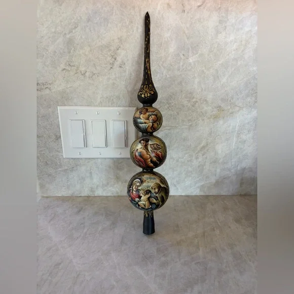 Christmas Nativity Tree topper, Hand-Painted, Metal, 17”H, New