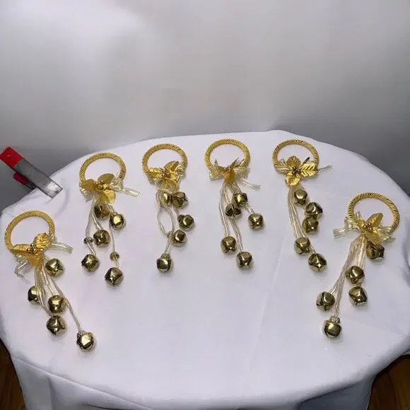 Door Knob Christmas Decoration with Bells Lot of 6
