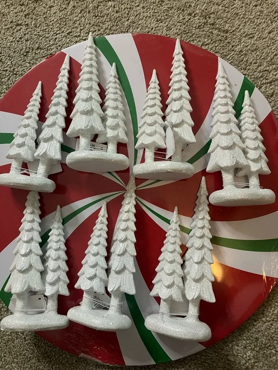 Hobby Lobby White Glitter Mini Tree Set