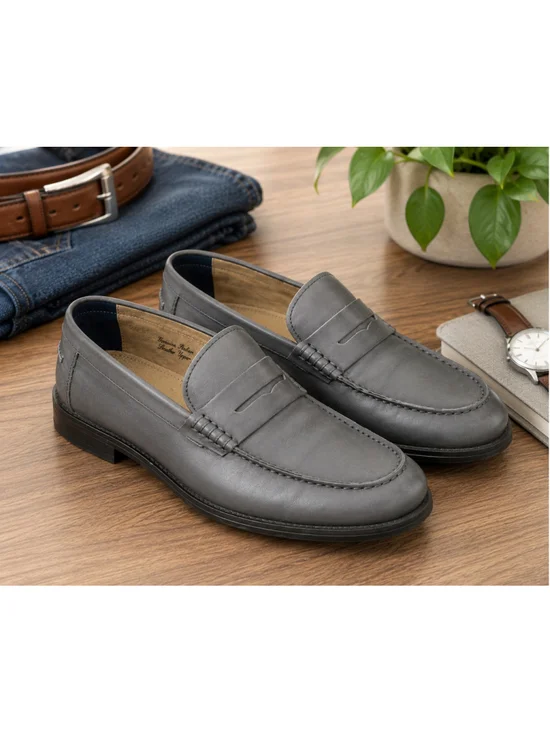 Banana Republic Gray Italian Leather Penny Loafers Men’s Size 8.5 Ortholite