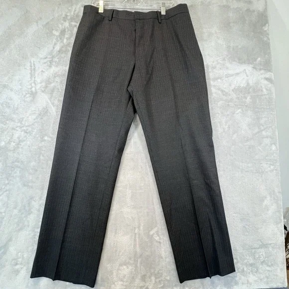 Banana Republic Classic Fit Pants Wool Spandex Mens 35x31 Charcoal‎ Striped Dark