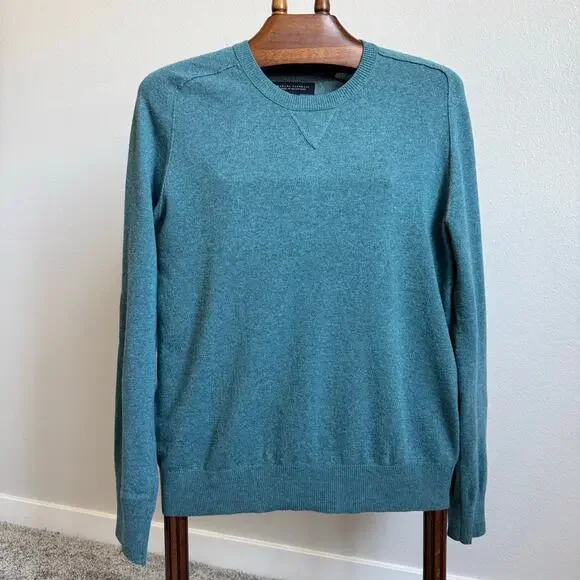 Banana Republic Italian Yarn Cashmere Wool Sweater Men’s M Teal Crew Neck Knit