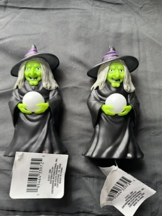 Set of 2 Motion Activated Light Up and Cackle Witch Halloween Gothic Home Decor