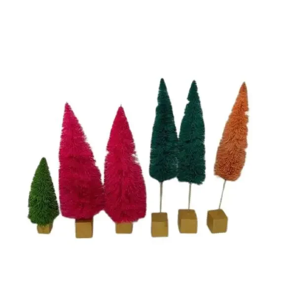 Vintage Rainbow Bottle Brush Trees Set of 6 Sisal-Trees Christmas-8