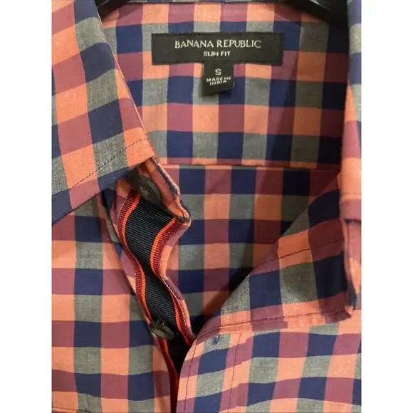 Banana Republic‎ Shirt Mens Small Purple Blue Pink Long Sleeve Button up Adult