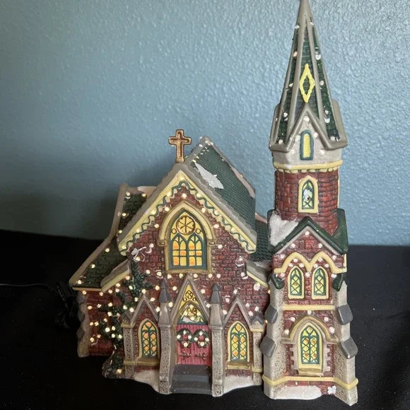Vintage Dickens Collectables Fiber Optic Christmas Victorian Series Church W Box