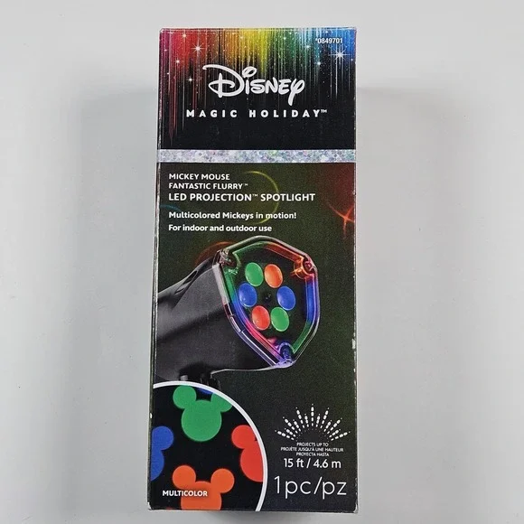 Disney Magic Holiday Mickey Mouse Fantastic Flurry Led Projection Spotlight 15Ft