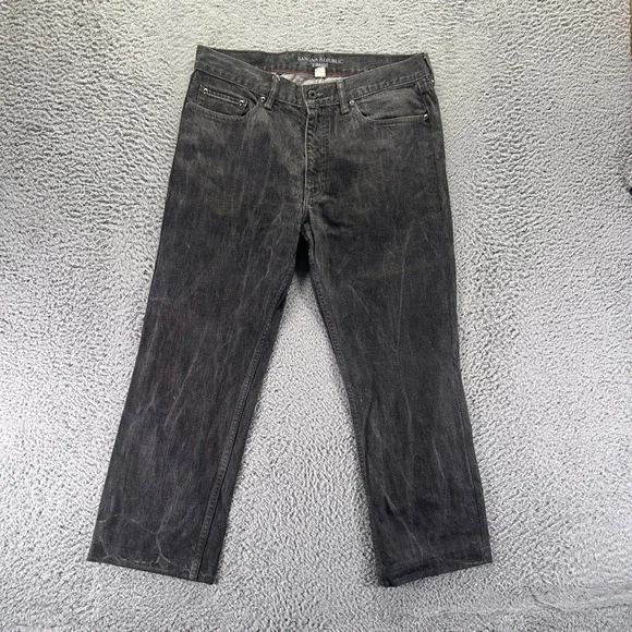 Banana Republic Jeans Mens 34x26 Black Cotton Denim Straight Leg Travel Workwear
