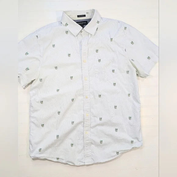 Banana Republic Cotton Slim Fit Cocktail Print Button-down Shirt