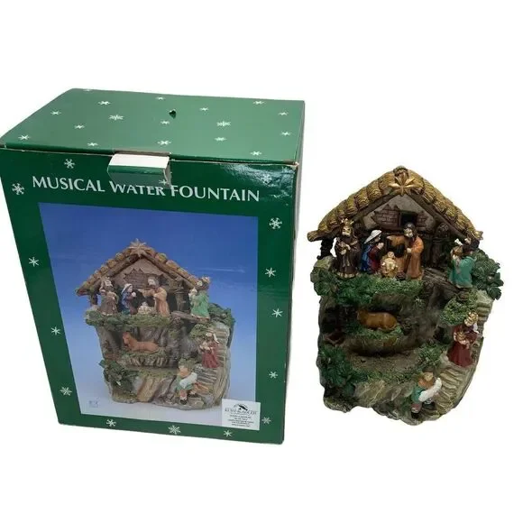 KURT S ADLER Nativity‎ Scene Musical Water Fountain NOS plays Silent Night