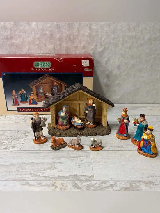 Vintage 1996 Lemax Nativity Set 11 Piece Village Collection Christmas Holiday