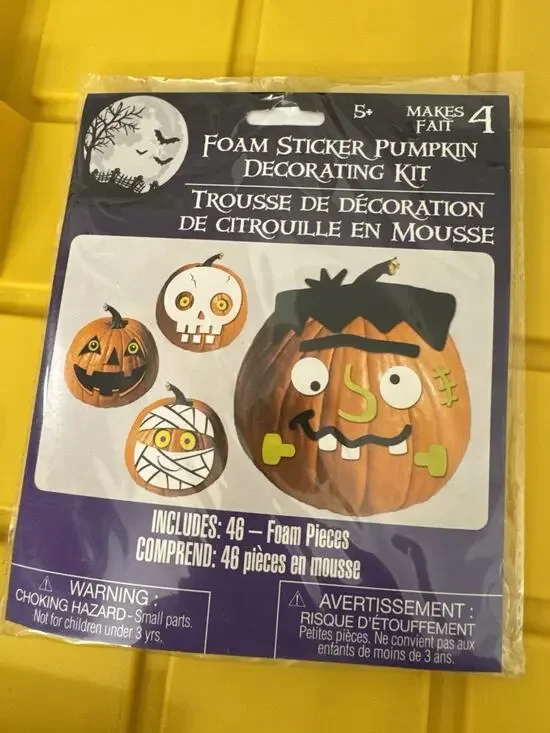 New Lot of 2 Pumpkin Decorating Kits Mummy Foam Stickers Eyes Halloween