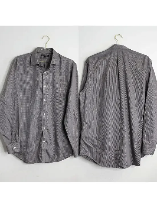 BR Non-Iron Classic Fit Silver Gray Long Sleeve Button Down - Large