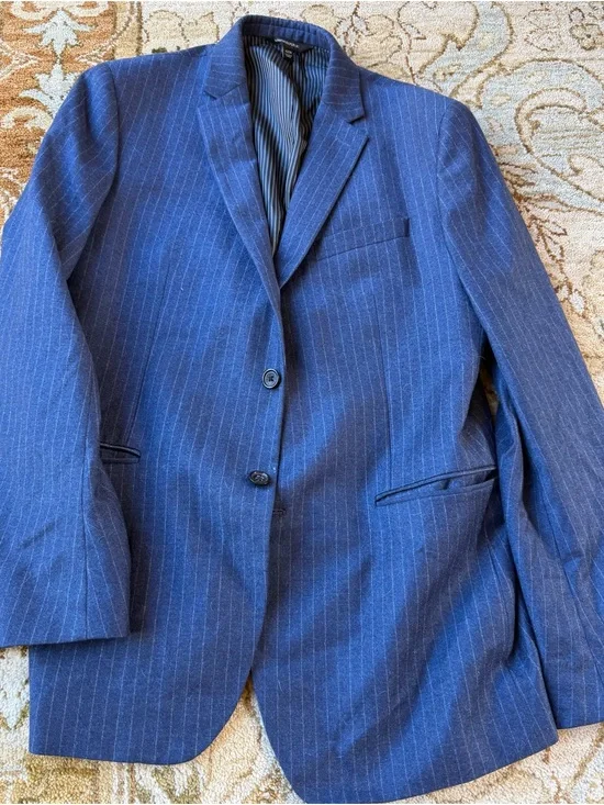 Banana Republic Blue Pinstripe Men's Suit Jacket(44R) Pants(34x32)