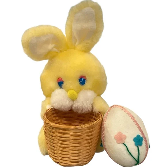 Vtg Liberty Bell Easter Bunny Rabbit with Basket and Egg Plush Stuffed Animal 7