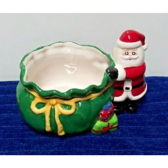 Santa with Gift Bag Candy Dish 9