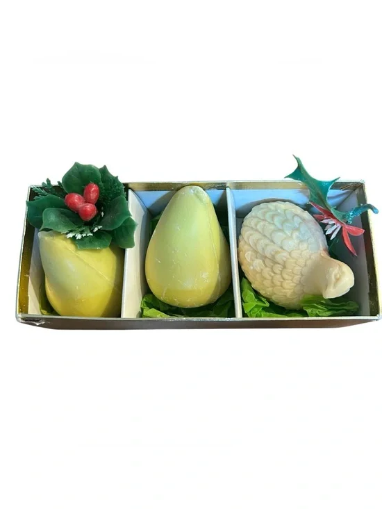 Vintage Avon Partridge & Pear Gift Soaps Set Christmas Holiday Decor‎ Boxed