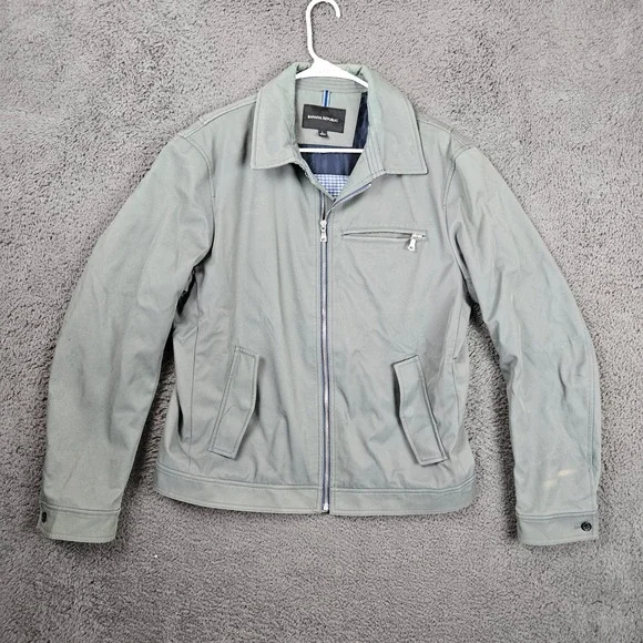 Banana Republic Mens Harrington Jacket Large Sage Green Full Zip Utility Coat