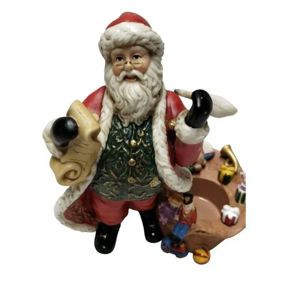 Partylite‎ Santa Claus Tealight Holder wit Toy Bag 7" Tall Hand-Painted