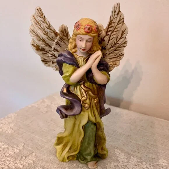 Nativity Angel Replacement Figurine Beautiful Vintage Hand Painted Jewel Tones