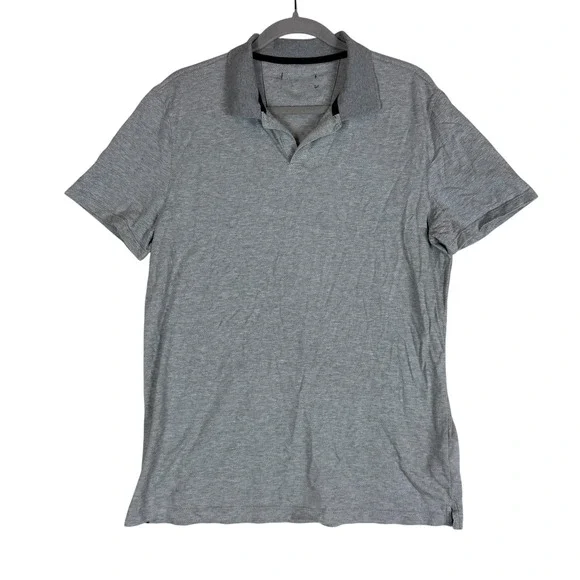 Banana Republic Polo Shirt Mens Large Gray Solid Short Sleeve 100% Cotton Knit