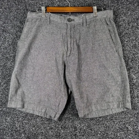 Banana Republic‎ Aiden Slim Fit Shorts Mens 33 Grey Micro Dot Cotton Flat Front