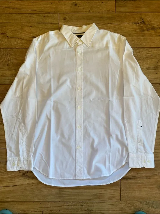 Banana Republic White Long-Sleeve Dress Shirt