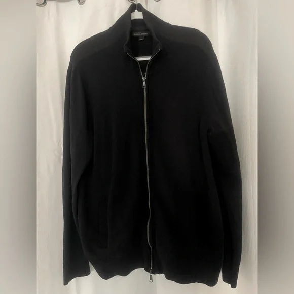 Banana Republic Men's Black Zip-Up Sweater XL