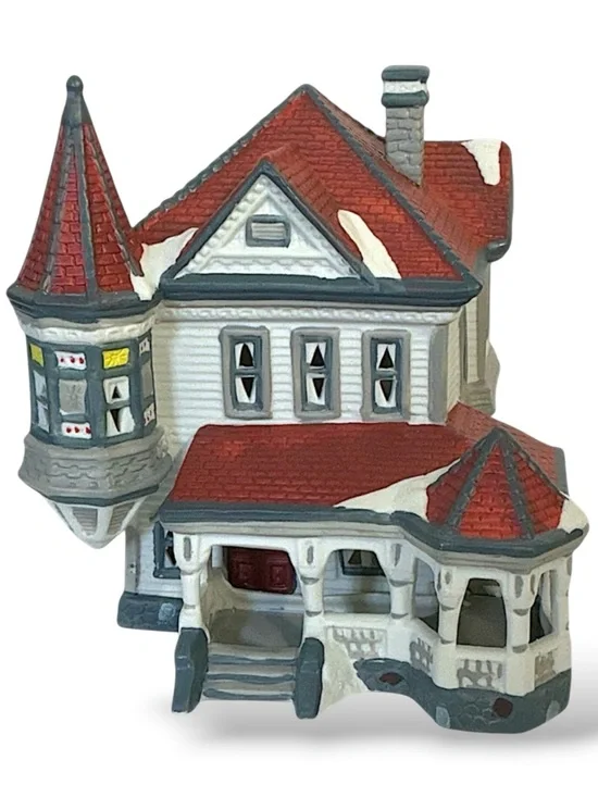 Vintage Victorian Village Illuminated Holiday  House Hand Painted Porcelain 1994