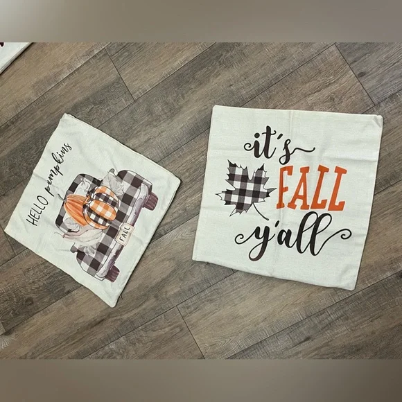 Fall ~Ex Used Condition pillow Covers~  2ct~ 18x18”~GUC⭐️A 2 for $14 item ⭐️
