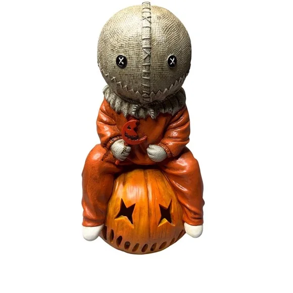 Trick r Treat Sam on Pumpkin Light Up Halloween Decor Horror Movie Statue 14.5in