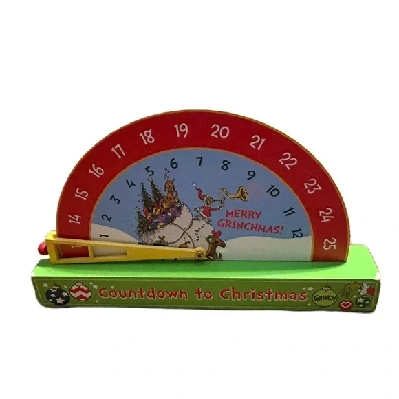 Grinch Christmas Countdown Calendar NEW Wood Dr. Seuss Red Green
