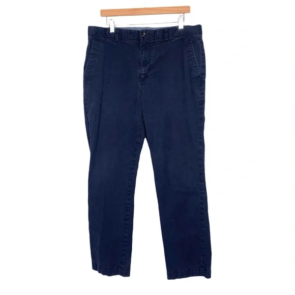 Banana Republic Aiden Chino Pants Flat Front In Navy Blue Straight Leg 36 x 32