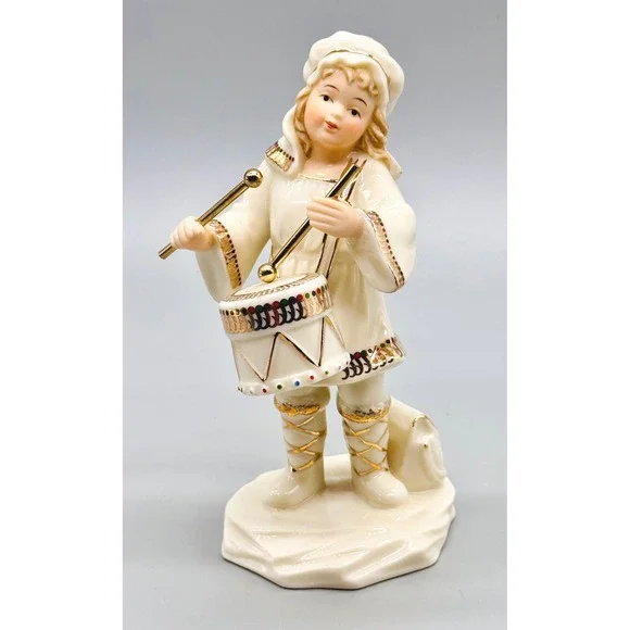 Jade Porcelain‎ Little Drummer Boy Cream Gold Trim Hand Painted Accents Bon Ton