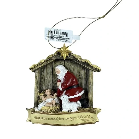 Vtg Roman Kneeling Santa Resin 1983 RP Gauer‎ Excellent