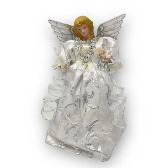 Ashland Christmas Lighted Corded Angel Tree Topper White Silver Decoration