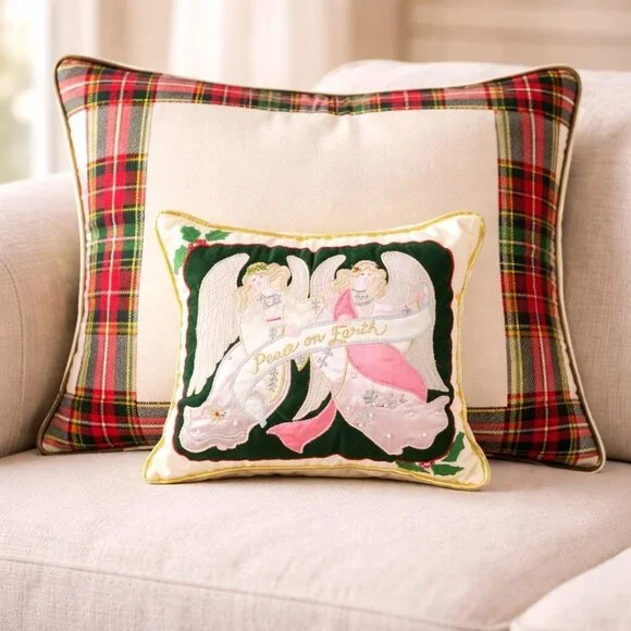 House‎ of Hatten Angel Embroidered Angels Applique Vintage Pillow 9