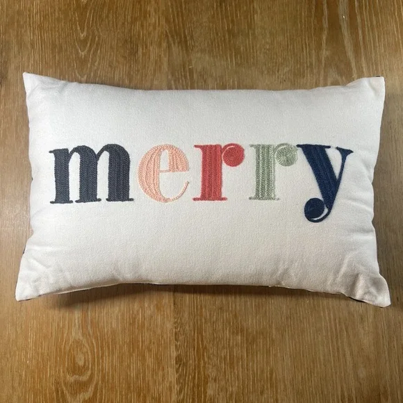 Merry Firm Pillow Christmas Decor‎ Candy Canes Ornaments Holly Lumbar 14