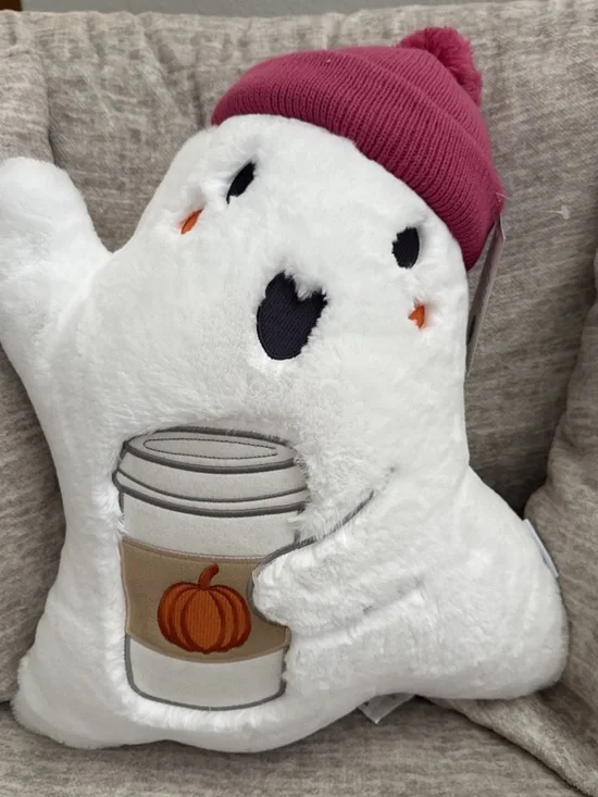 Martha Stewart Ghost Pink Hat Pumpkin Latte Pillow