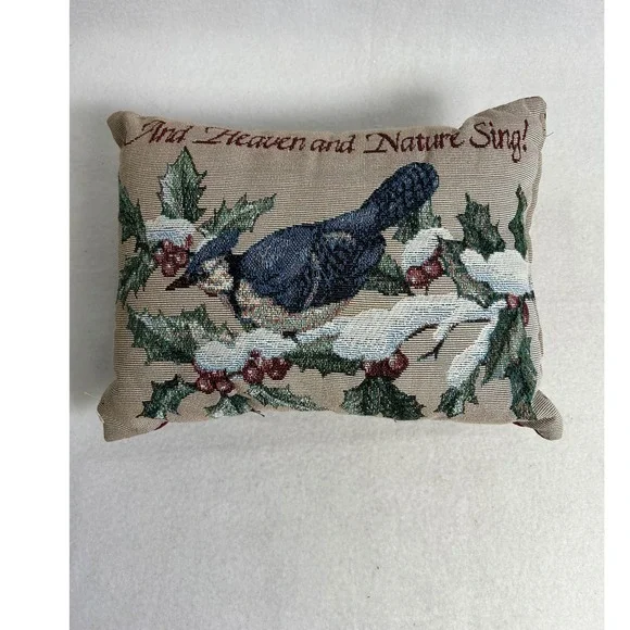 Christmas‎ Holiday Home Decor Red Blue Jay Tapestry Accent Pillow 8x11