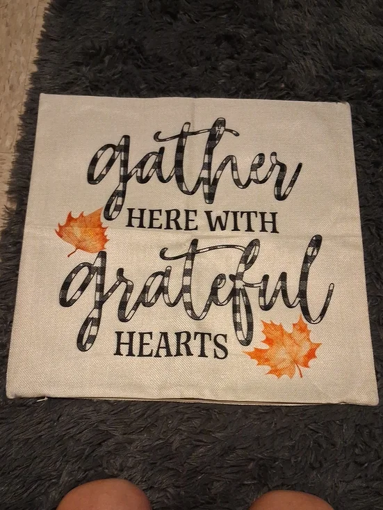 Pillow Cover- Fall Gather and Grateful Design