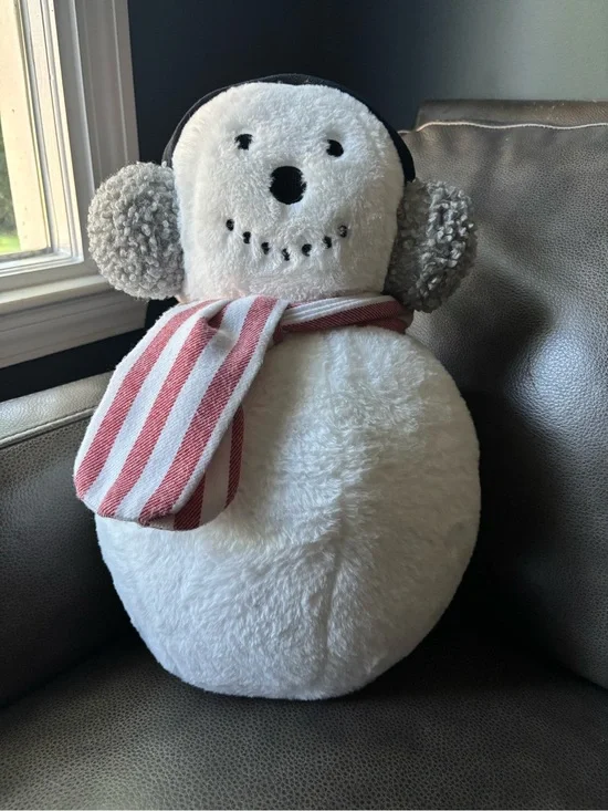 Costco 2025 Kirkland White Plush Snowman with Red-Striped Scarf OEKO-TEX