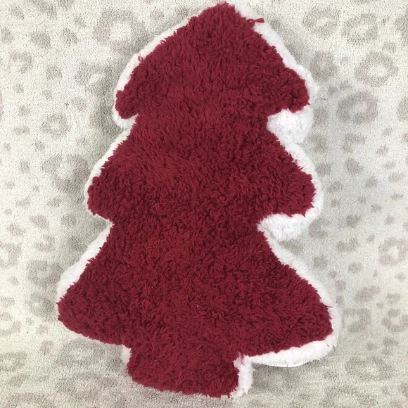 Tree shaped Christmas pillow red white 18