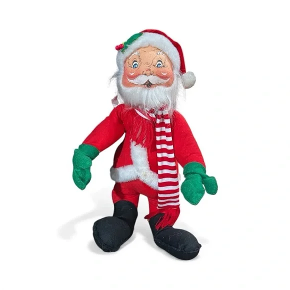 Vintage Annalee Santa Claus 12” 1967 Tag USA Hand Painted Face Christmas Doll